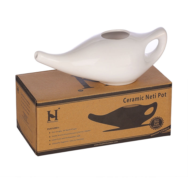 Ceramic Neti Pot Nose Cleaner for Sinus 225 Ml Capacity White Color