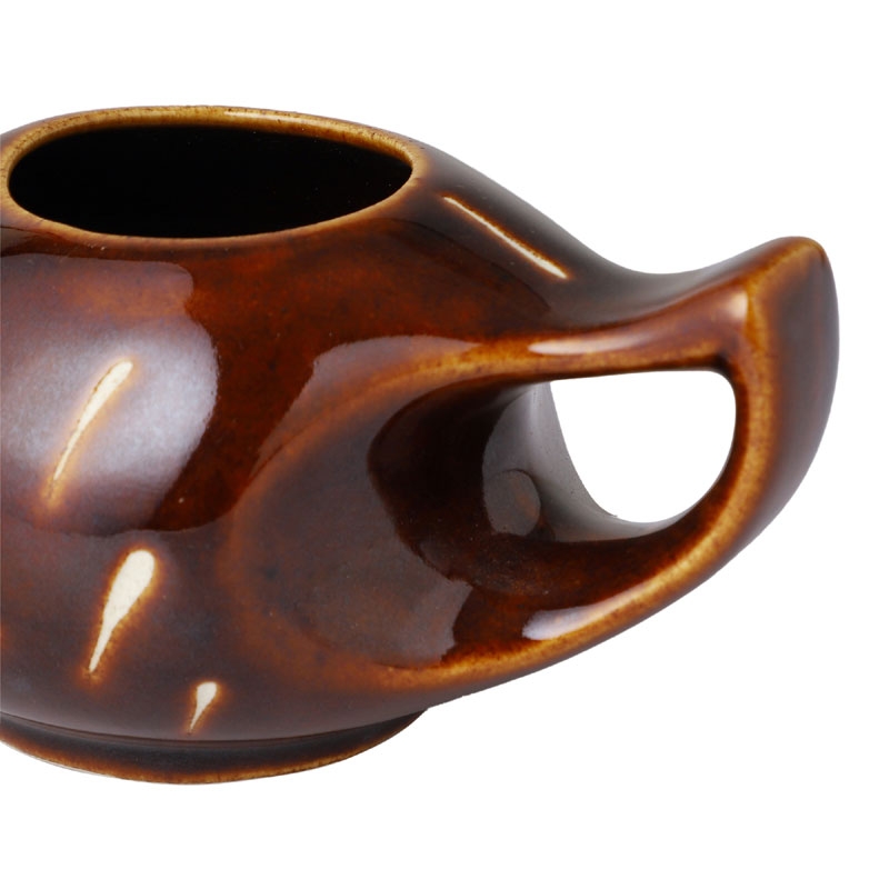 Ceramic Neti Pot Nose Cleaner for Sinus 225 Ml Dark Brown Color