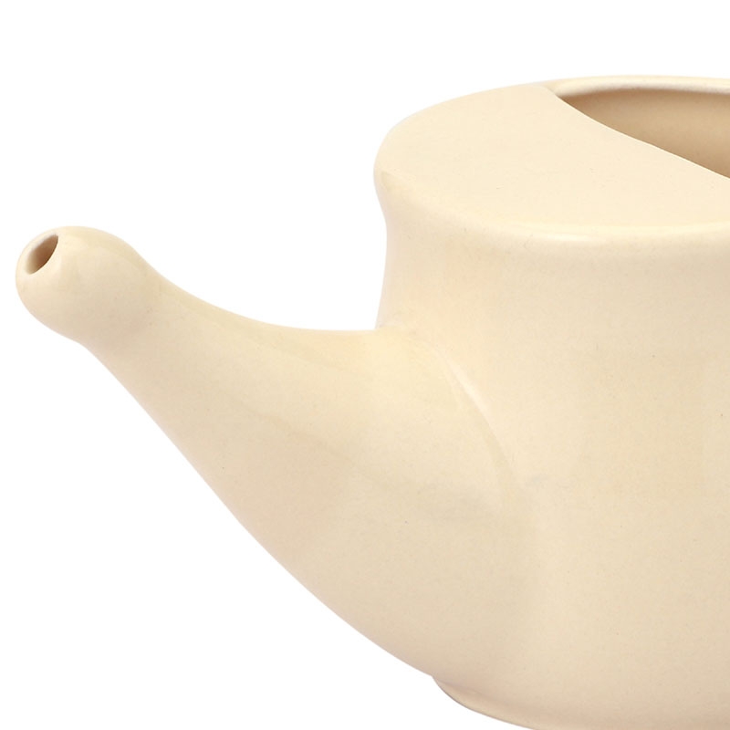 Ceramic Neti Pot Spill Proof for Nasal Cleansing 250 Ml Beige