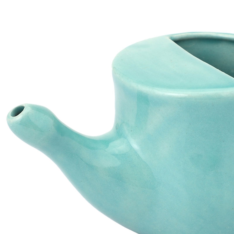 Ceramic Neti Pot Spill Proof for Sinus Turquoise Color 250 ML