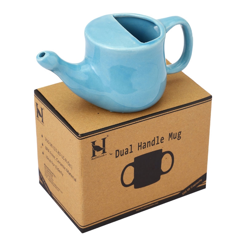 Ceramic Neti Pot for Nasal Cleansing Sky Blue Color 250 Ml