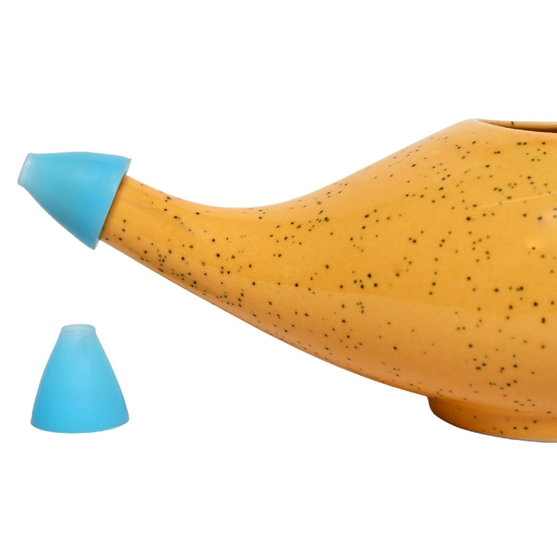 Ceramic Neti Pot for Sinus 225 Ml Freckle Pattern Orange