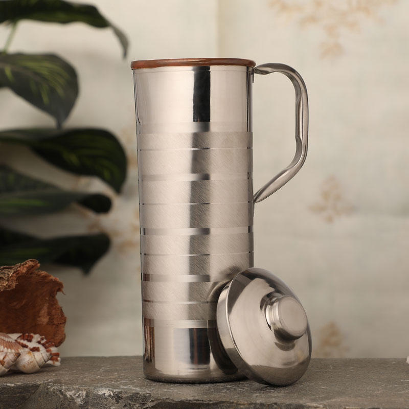 Copper and Stainless Steel Jug Outer Stainless Steel and Inner Copper Jug 1 Liter