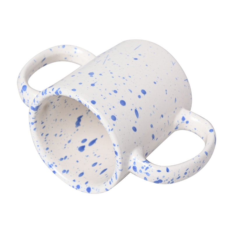 Dual Handle Mug Double Grip Mug Aid Tremors 350 Ml Dalmatian Blue