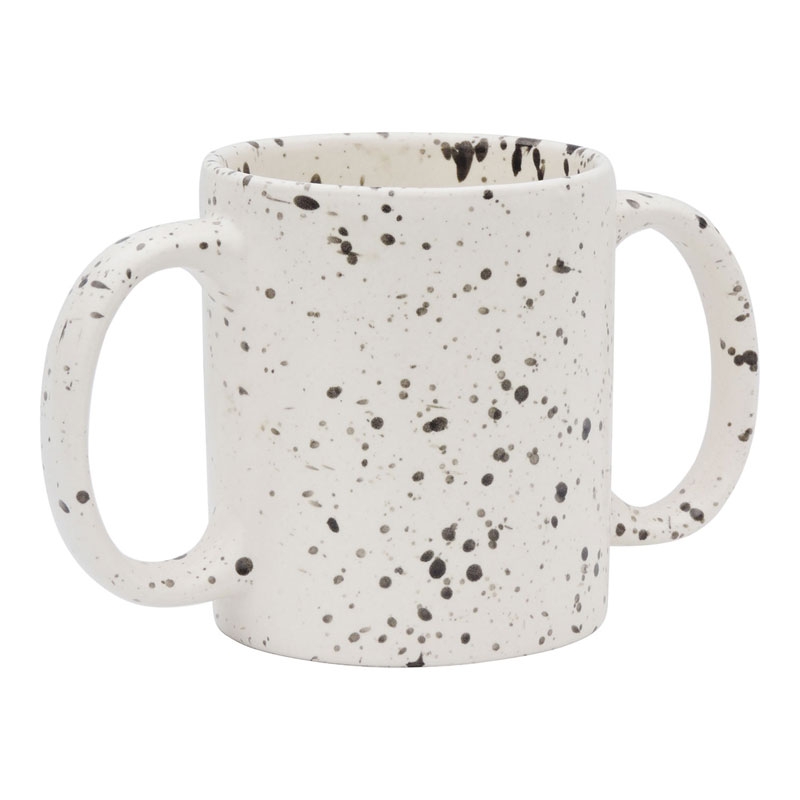 Dual Handle Mug Double Grip Mug to Aid Tremors 350 Ml Dalmatian Black