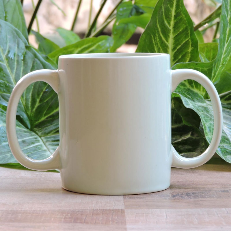 Dual Handle Mug Double Grip Mug to Aid Tremors 350 Ml Gray Color