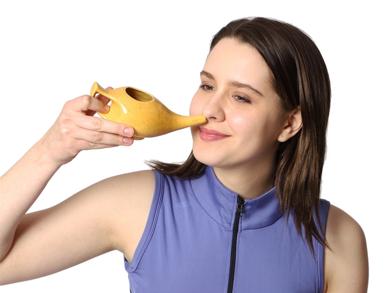 Premium Handcrafted Durable Ceramic Neti Pot Nose Cleaner for Sinus Dishwasher Safe 225 Ml Capacity  Crackle Pattern Orange