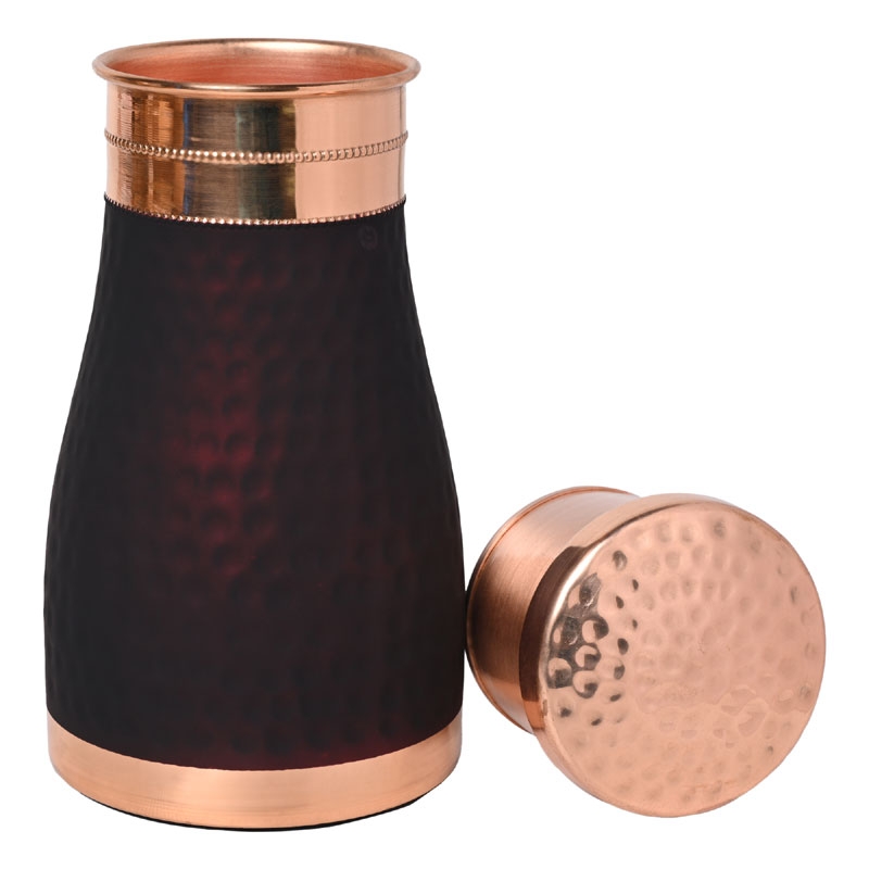 Pure Copper Bedside Carafe Capacity 1 Liter Dark Cherry