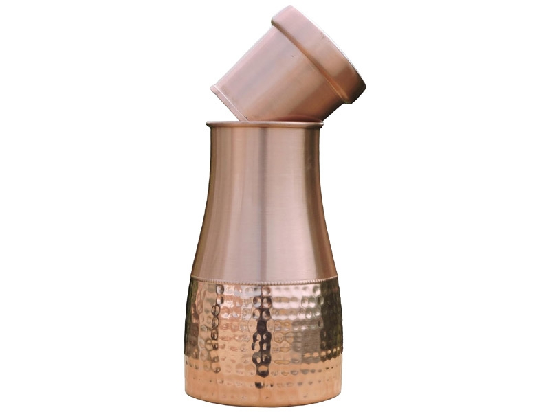 Pure Copper Bedside Carafe Capacity 1 Liter Plain and Hammered