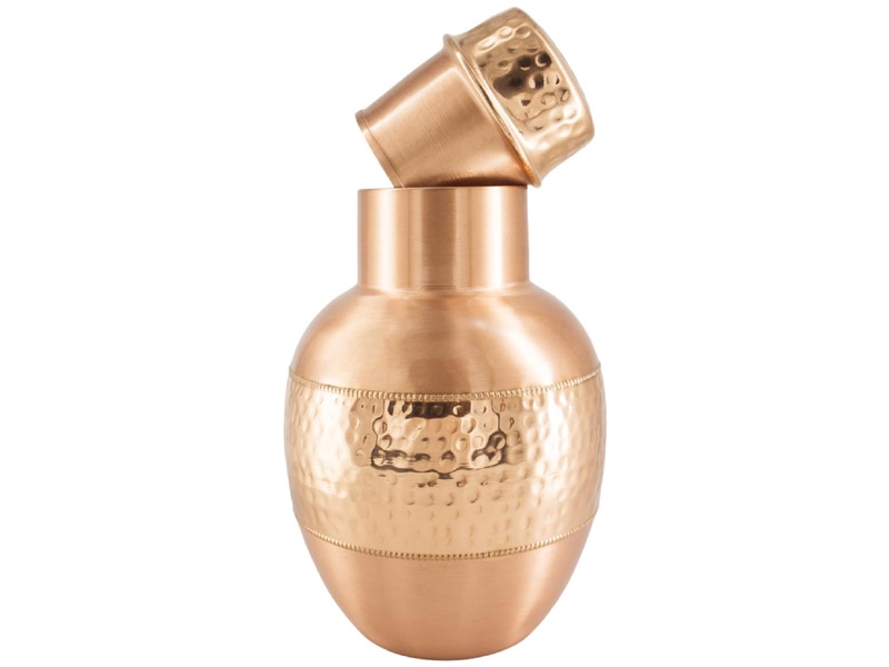 Pure Copper Bedside Water Carafe with Tumbler Eco-Friendly Reaping Capacity  1.8 Lt