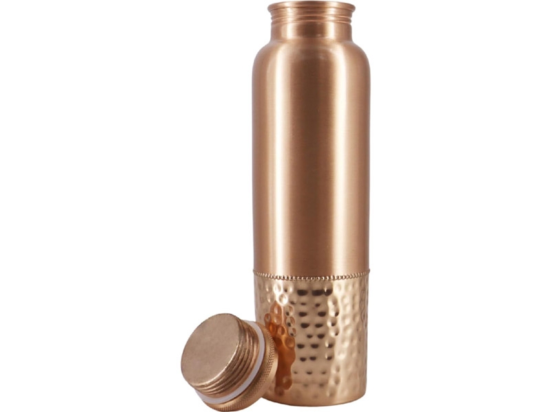 Pure Copper Water Bottle Plain and Hammered 1000 Ml  Capacity For Ayurveda Health Benefits
