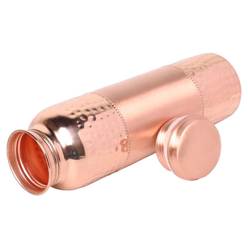 Pure Copper Water Bottle for 1000 Ml Hammered and Plain Pattern