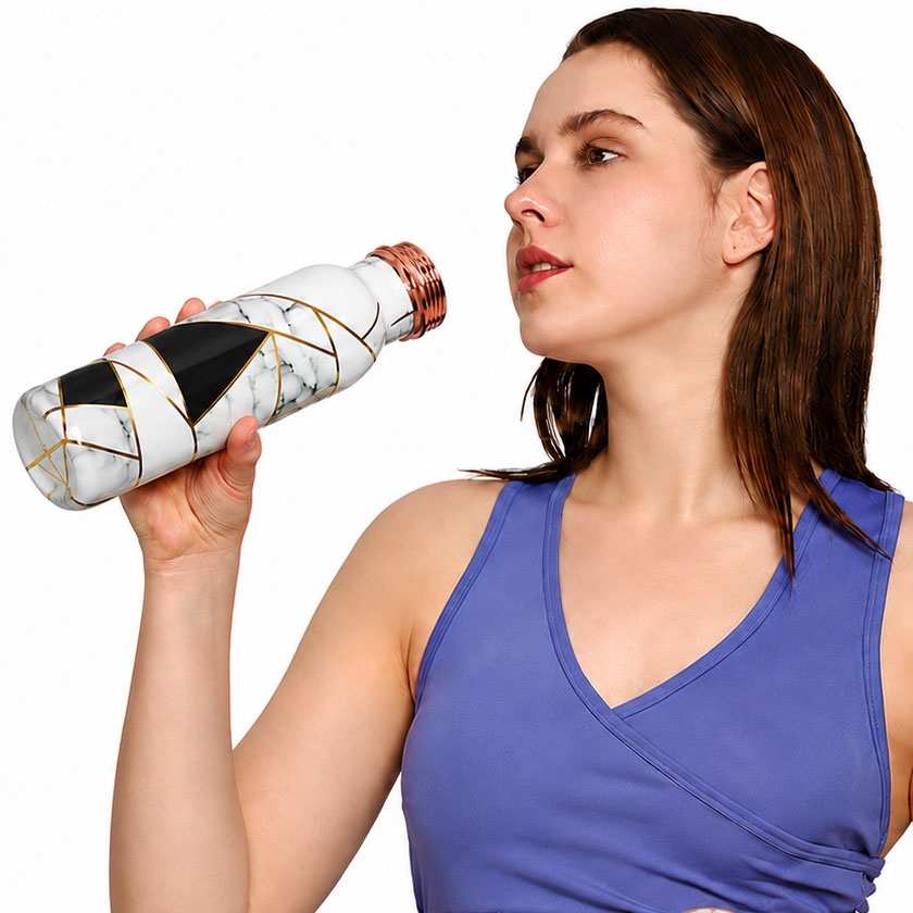Pure Copper Water Bottle with 2 Tumblers Set Eco with GIFT PACKAGING