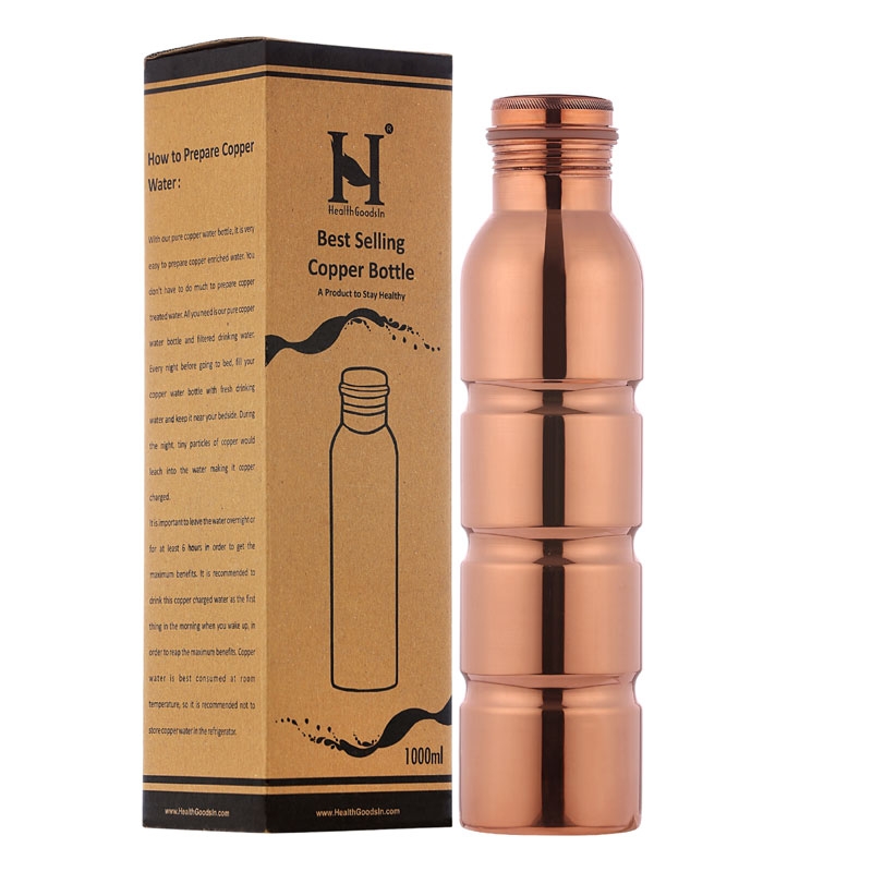 Seamless Copper Water Bottle 1000 Ml for Ayurveda Health Benefits