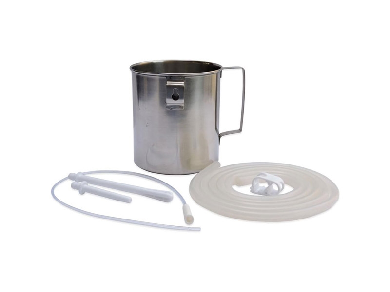Stainless Steel Enema Bucket 1.5 Quart Ideal for Home Coffee Enema with Platinum Cured Medical Grade Silicone Hose