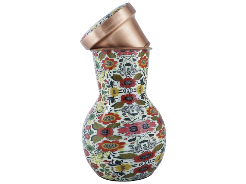 Carafe Pure Copper Bedside with Tumbler Capacity 1500 Ml