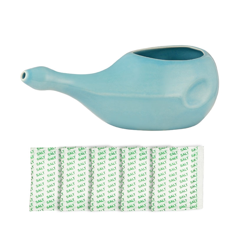 Ceramic Neti Pot Dishwasher Safe for Nasal Cleansing without Handle Teal