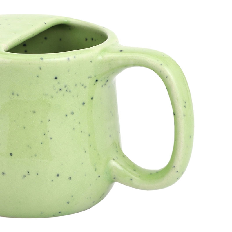 Ceramic Neti Pot Spill Proof for Nasal Cleansing Green Freckle Color 250 Ml