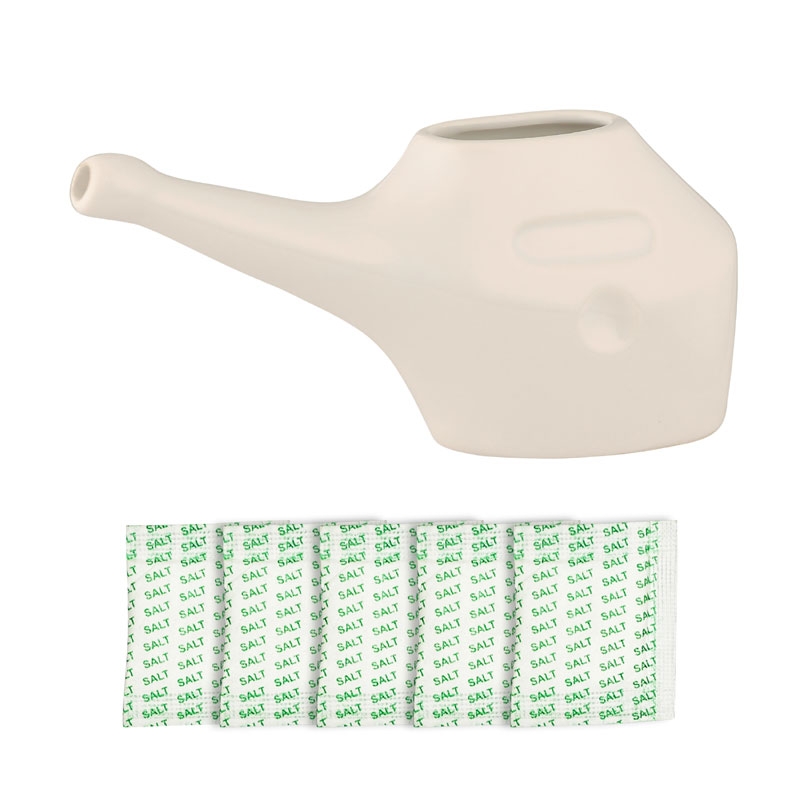 Ceramic Neti Pot for Nasal Cleansing White Ceramic