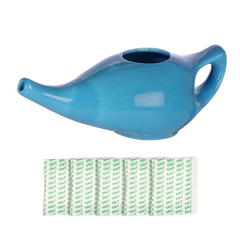 Ceramic Neti Pot for Sinus Premium Grade Dishwasher Safe Holds 225 Ml Turquoise Color