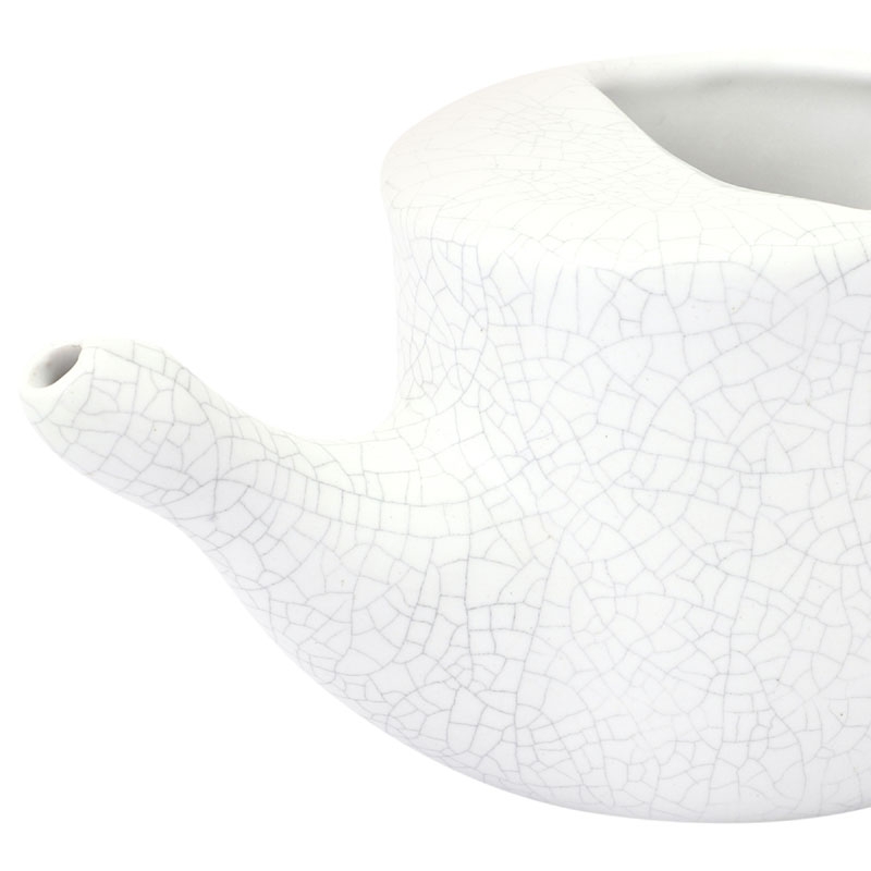 Ceramic Neti Pot for Sinus Spill Proof 225 Ml White Crackle