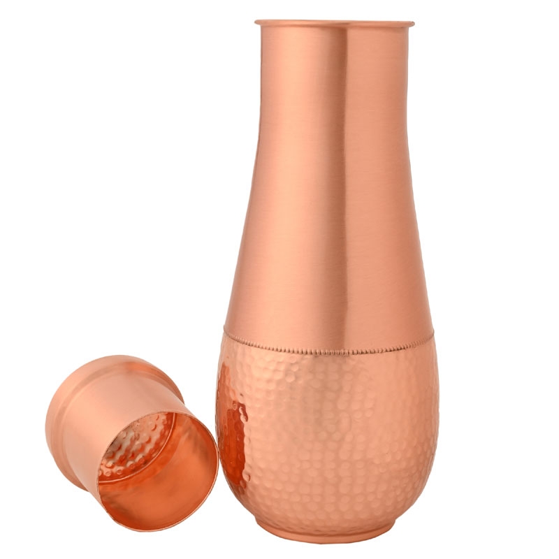 Copper Carafe Made of Pure Copper Long Neck Capacity 1.8 Liter Plain