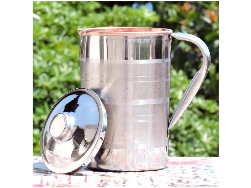 Copper and Stainless Steel Jug Outer Stainless Steel and Inner Copper Jug 1.5 Liter
