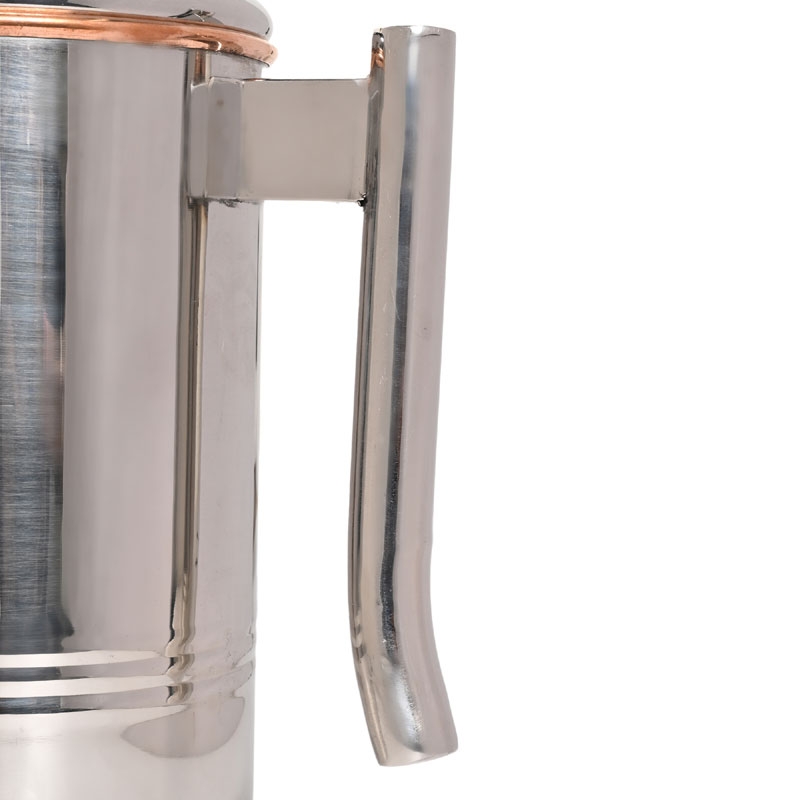 Copper and Stainless Steel Jug Outer Stainless Steel and Inner Copper Jug 1.5 Liter Brass Knob