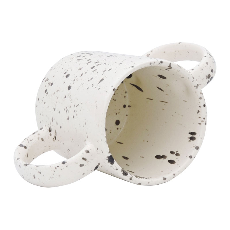 Dual Handle Mug Double Grip Mug to Aid Tremors 350 Ml Dalmatian Black