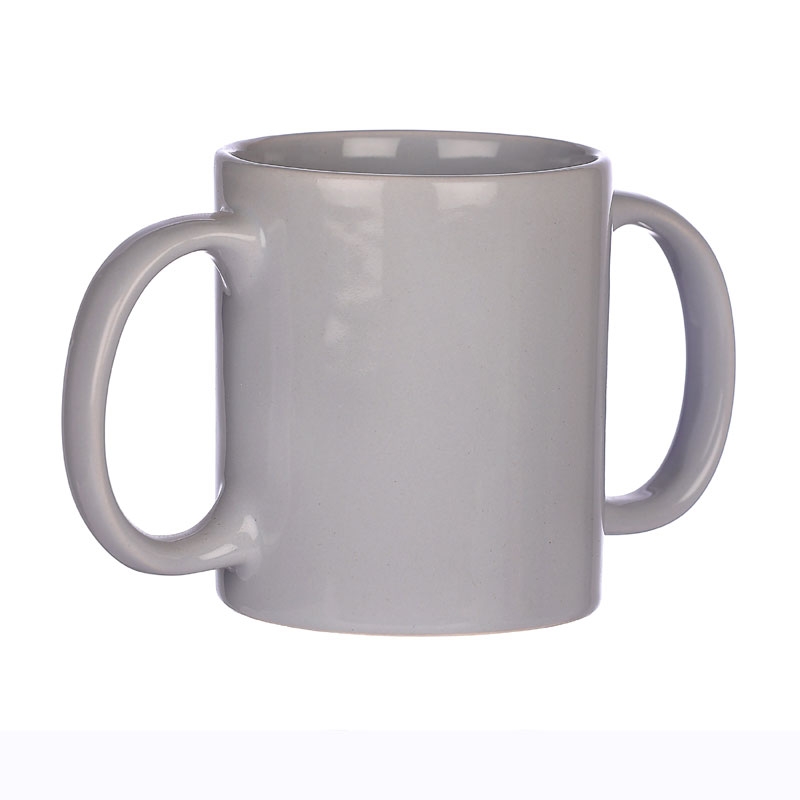 Dual Handle Mug Double Grip Mug to Aid Tremors 350 Ml Gray Color