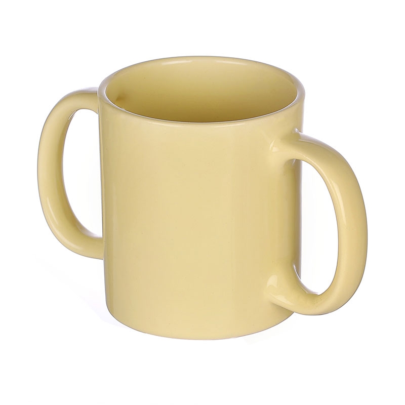 Dual Handle Mug Double Grip Mug to Aid Tremors 350 Ml Light Lemon Color