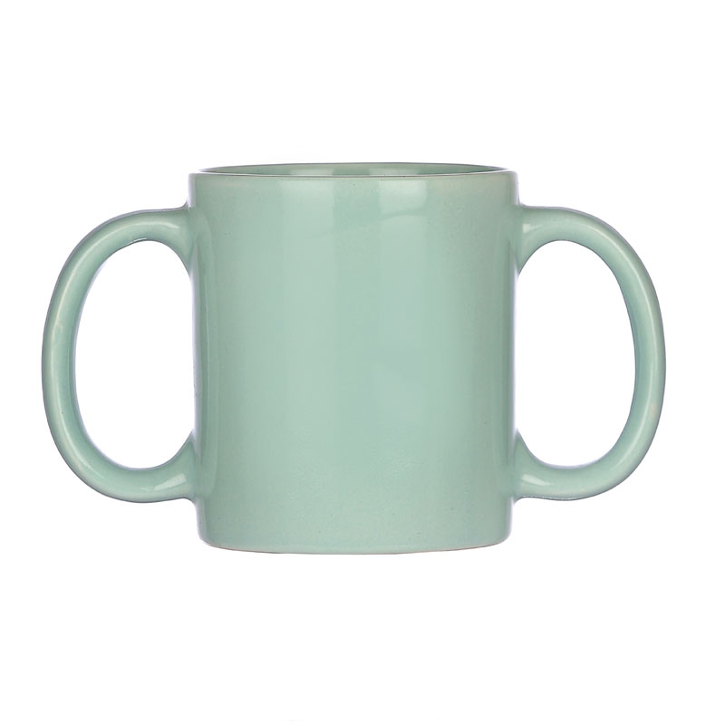 Dual Handle Mug Double Grip Mug to Aid Tremors MICROWAVE SAFE 350 Ml Mint Green Color
