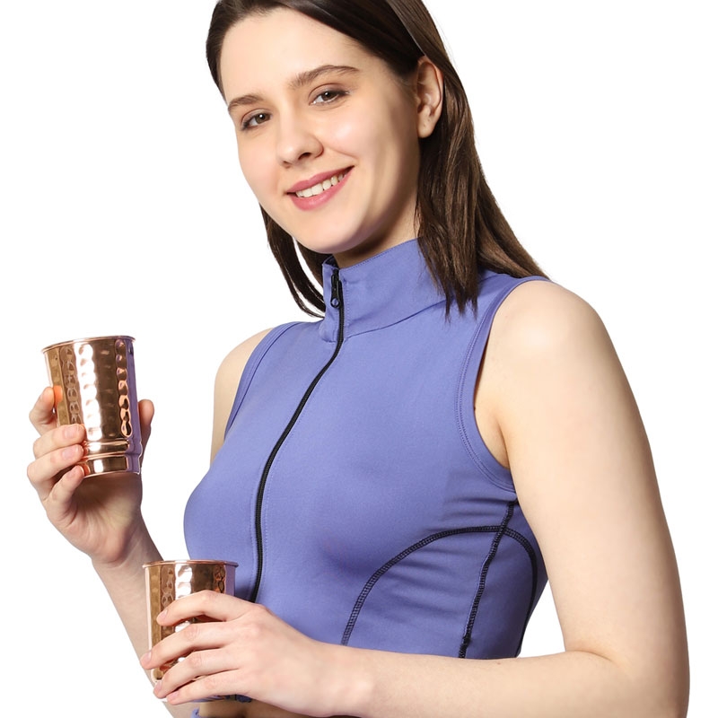 Hammered Pure Copper Tumblers Set of 2 350 Ml Copper Cups
