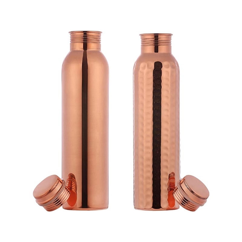 Plain and Hammered Copper Water Bottle 1000 Ml Capacity