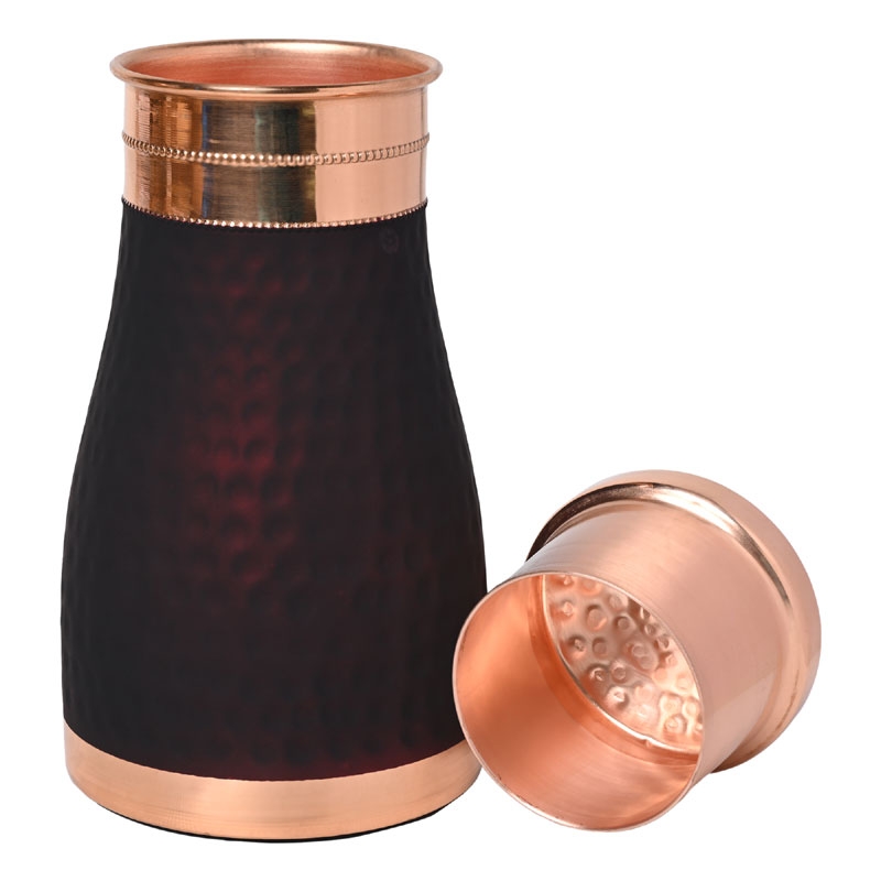 Pure Copper Bedside Carafe Capacity 1 Liter Dark Cherry