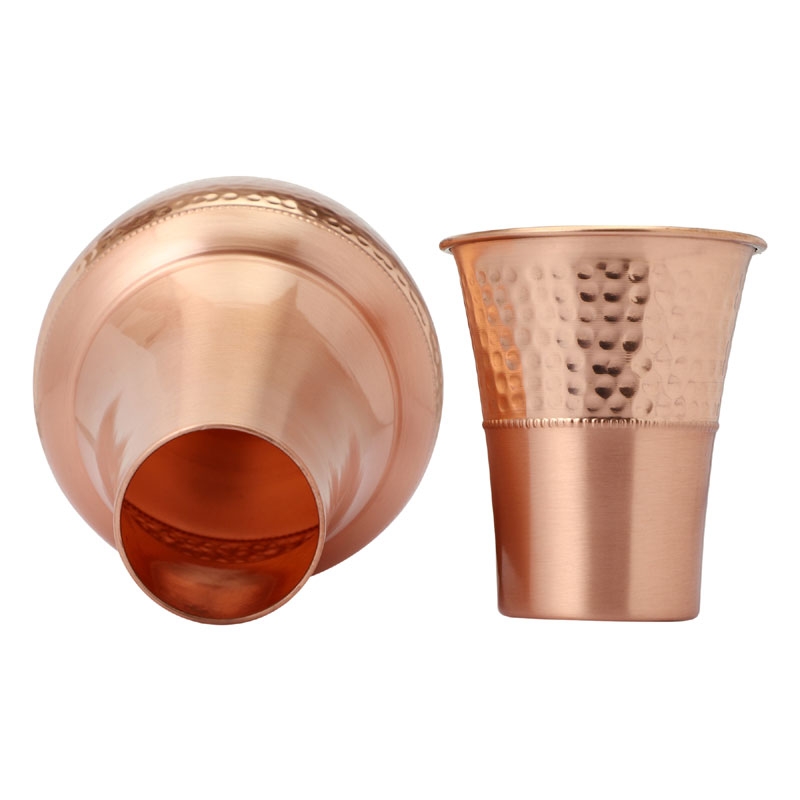 Pure Copper Bedside Water Carafe with Tumbler Capacity 1.4 Lt