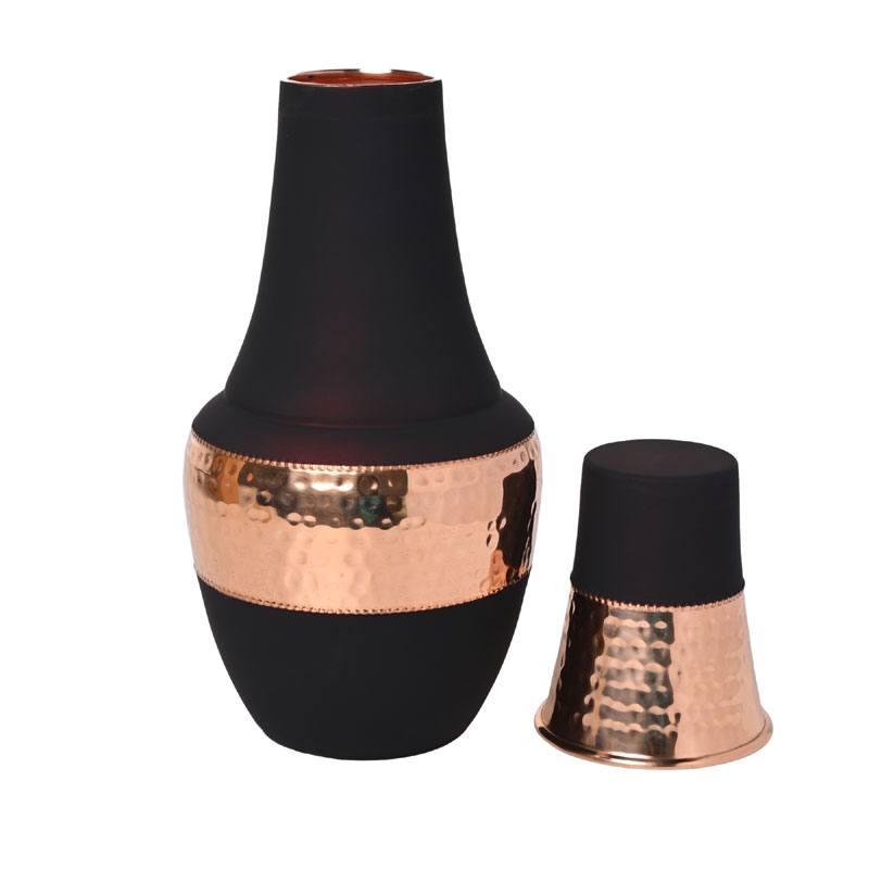 Pure Copper Bedside Water Carafe with Tumbler Capacity 1.4 Lt Dark Cherry