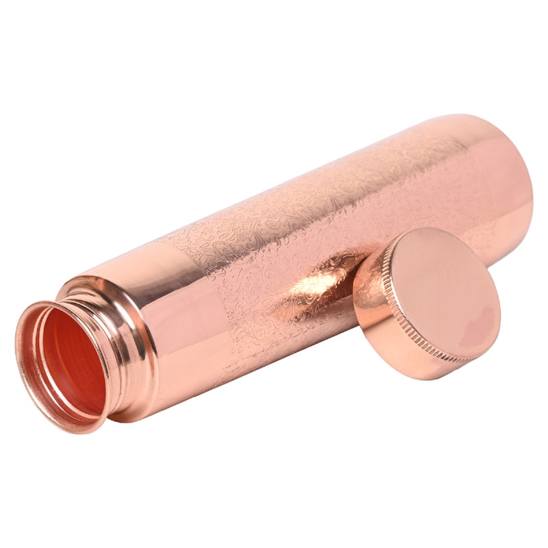 Pure Copper Bottle Light House Shape Etching Pattern 900 Ml Capacity