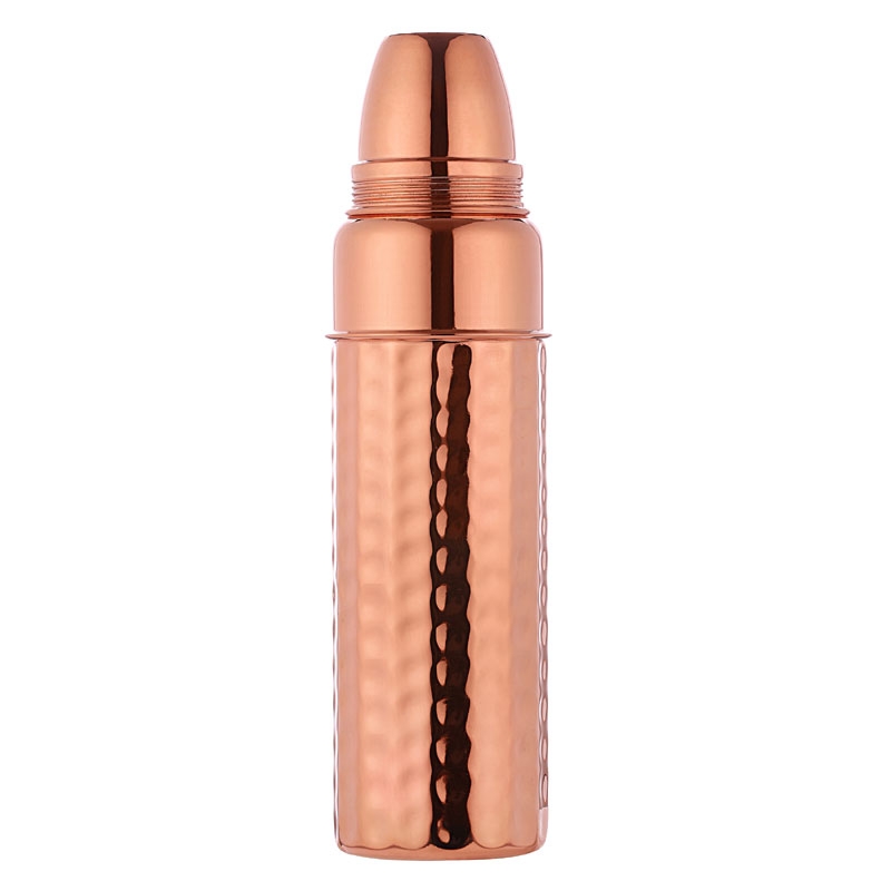 Pure Copper Bottle Thermos Shape 900 ML Capacity Hammered Pattern