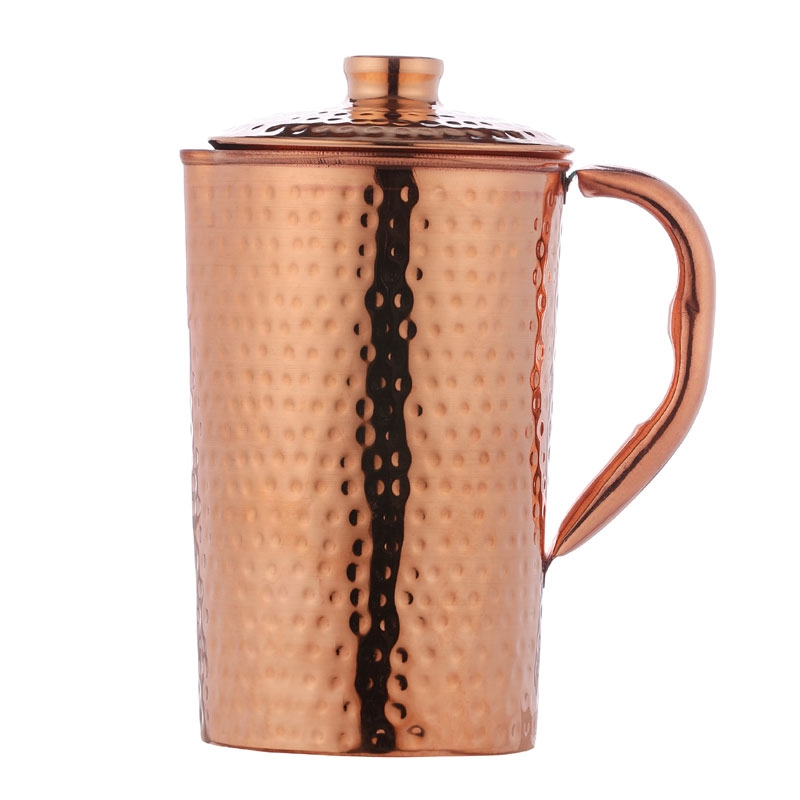 Pure Copper Hammered Water Jug 1500 Ml Capacity 