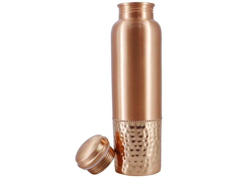 Pure Copper Water Bottle Plain and Hammered 1000 Ml  Capacity For Ayurveda Health Benefits