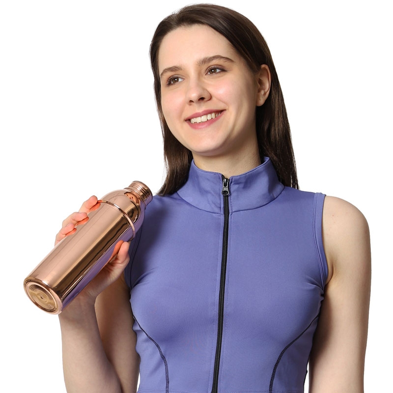 Pure Copper Water Bottle with Handle 600 Ml UNLINED UNCOATED and LACQURED-FREE