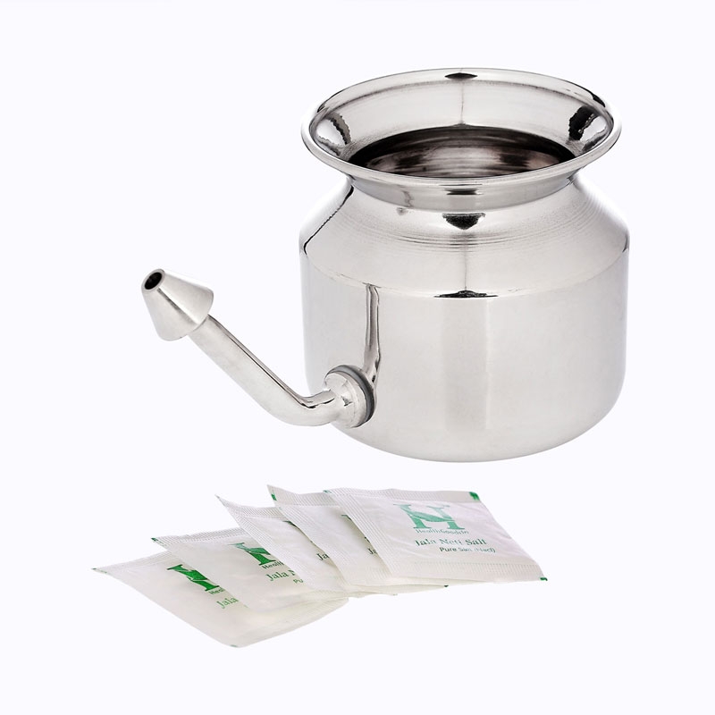 Stainless Steel Neti Pot for Nasal Irrigation with Neti Salt