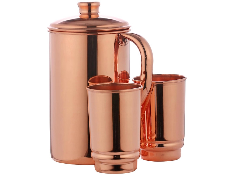 Pure Copper Water Jug with 2 Tumblers 1.5 Liters Plain