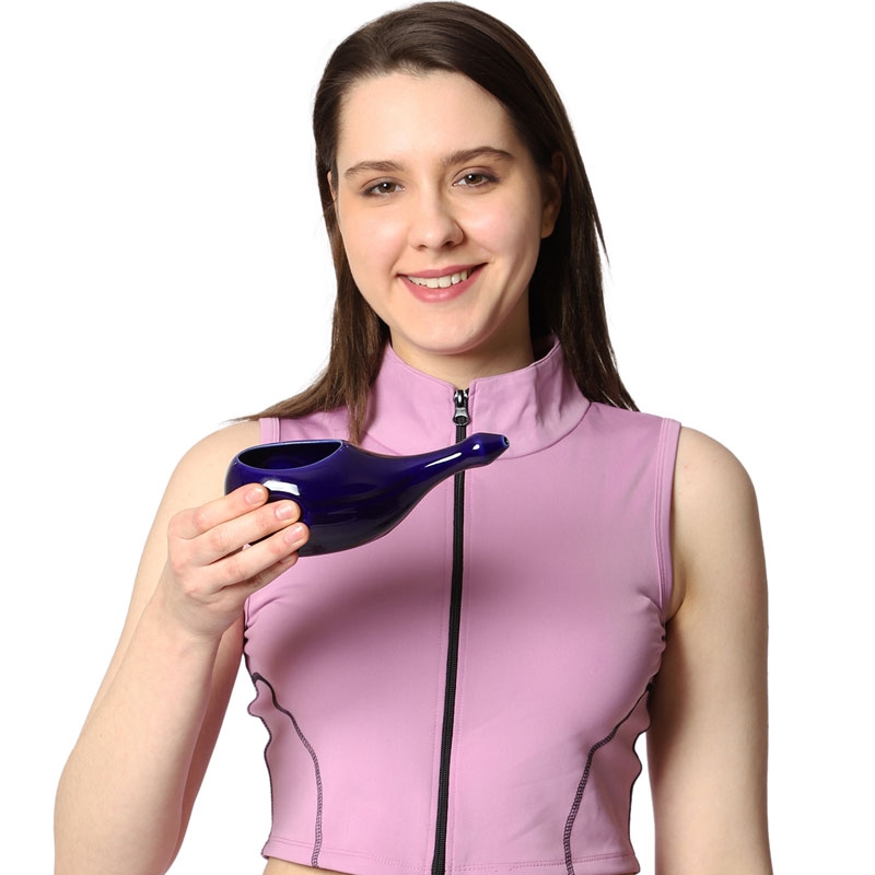 Ceramic Neti Pot Dishwasher Safe for Nasal Cleansing Without Handle Voilet