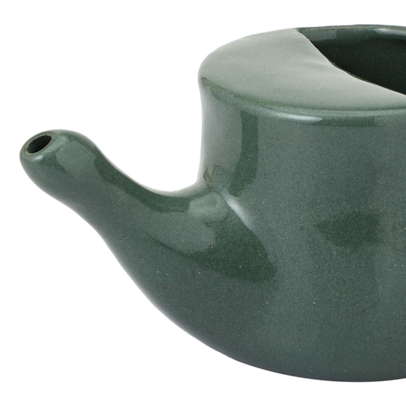 Ceramic Neti Pot for Allergy Control Dark Green Color 250 Ml
