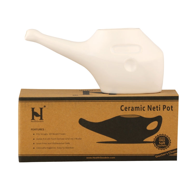 Ceramic Neti Pot for Nasal Cleansing White Ceramic