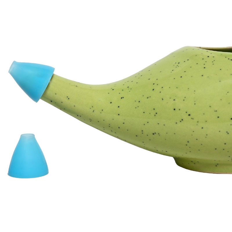 Ceramic Neti Pot for Nasal Irrigation Dishwasher 225 Ml Freckle Pattern Green