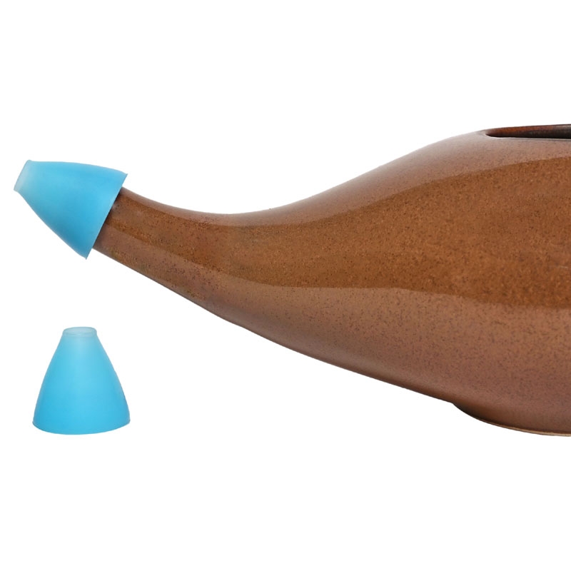 Ceramic Neti Pot with 2 Silicone Nozzle Tip 225 Ml Capacity Chocolate