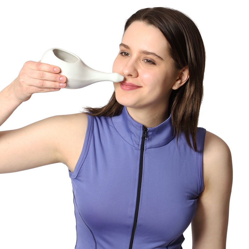 Ceramic Neti Pot without Handle for Sinus Control White Color
